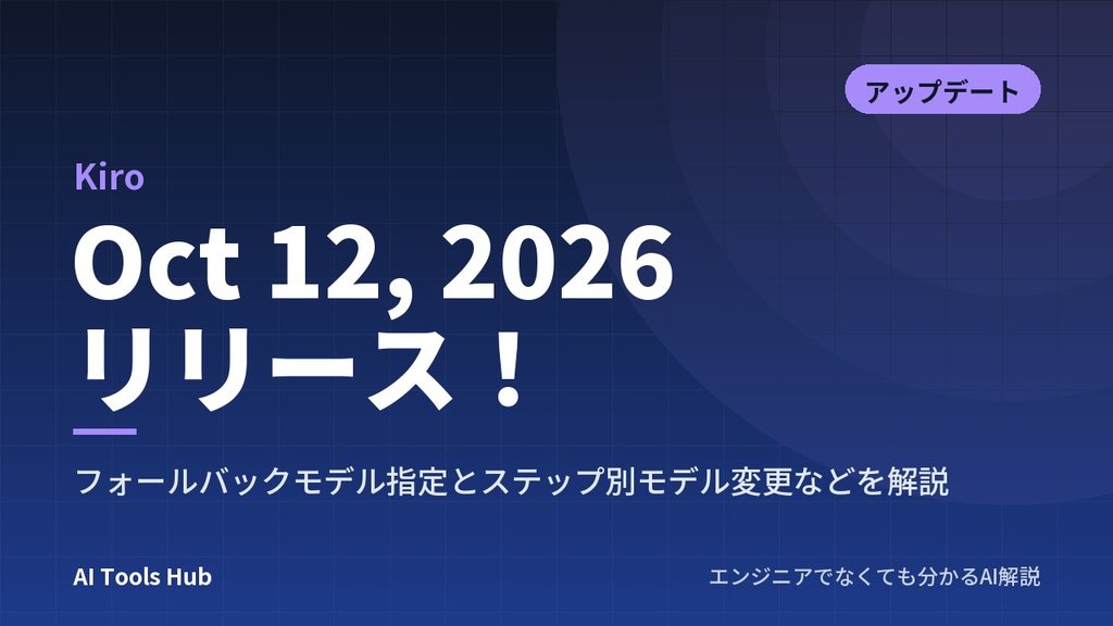 【Kiro】Oct 12, 2026 リリース！フォールバックモデル指定とステップ別モデル変更などを解説