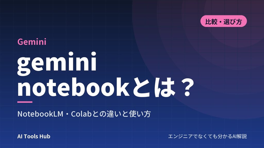 gemini notebookとは？NotebookLM・Colabとの違いと使い方