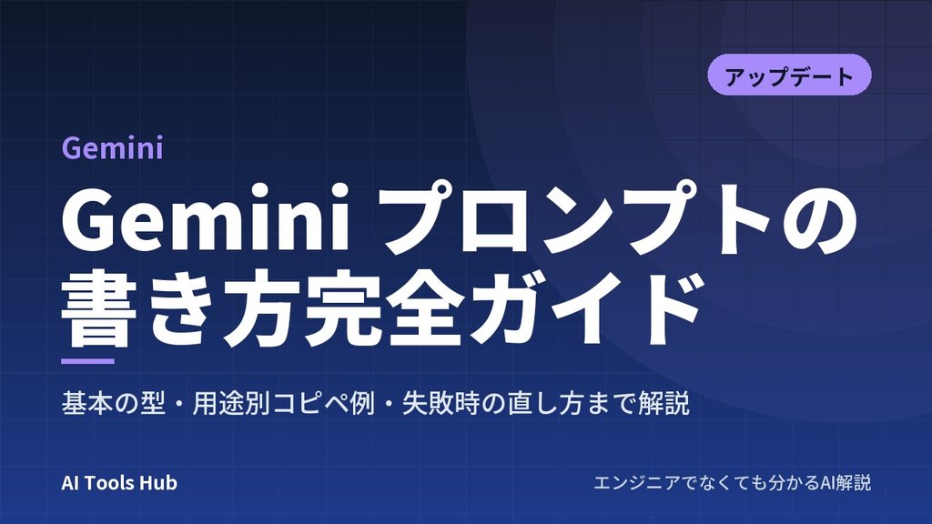 【保存版】Gemini プロンプトの書き方完全ガイド｜基本の型・用途別コピペ例・失敗時の直し方まで解説