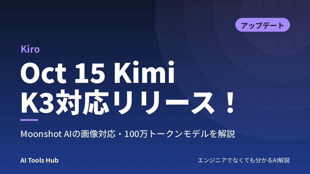 【Kiro】Oct 15 Kimi K3対応リリース！Moonshot AIの画像対応・100万トークンモデルを解説