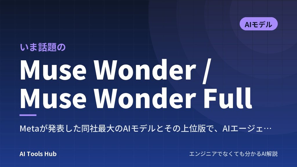 Muse Wonder / Muse Wonder Fullとは？Metaの新AIモデルの特徴・料金・使い方を解説