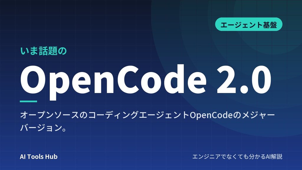 OpenCode 2.0とは？AIコーディングエージェントの仕組み・使い方・料金を解説
